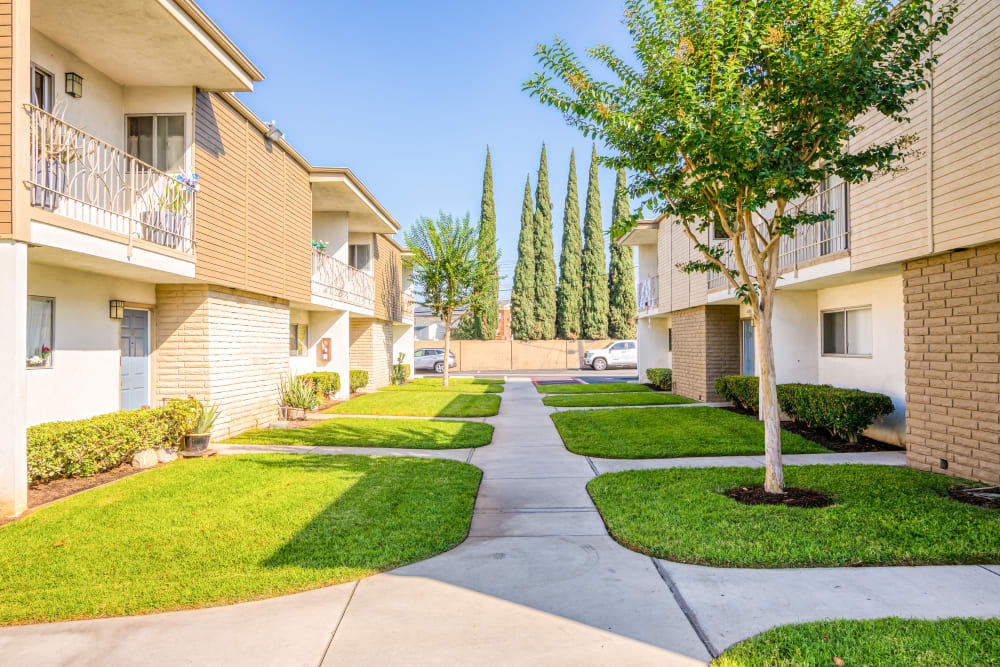 Walking path at Orangevale Townhomes in Orange, California