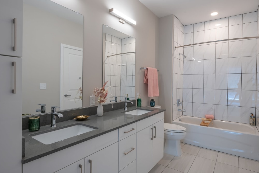 Spacious and luxurious bathrooms at Elms Fells Point in Baltimore, Maryland