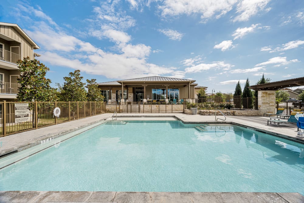 Resort style pool at The Residences at Panther Hollow in Marble Falls, Texas