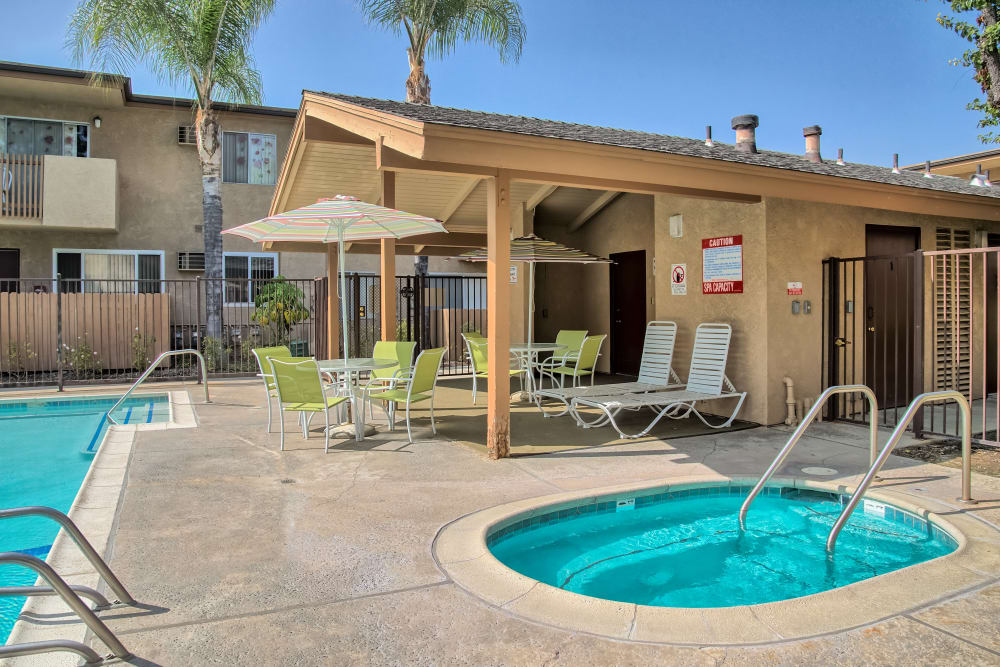 Hot tub at The Palms Apartments in Rowland Heights, California