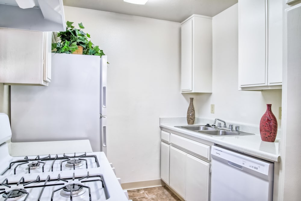 Apartment kitchen at The Palms Apartments in Rowland Heights, California