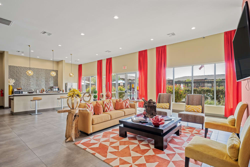 Community center with sofas at Anatole at City View in Lubbock, Texas