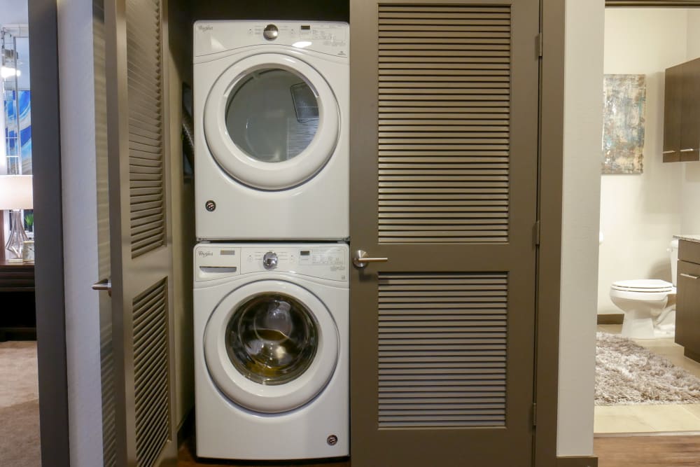 In-home washer/dryer at Terra at University North Park in Norman, Oklahoma