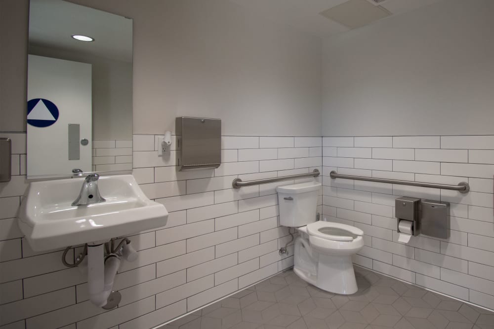 Guest bathroom at Turlock Self Storage in Turlock, California