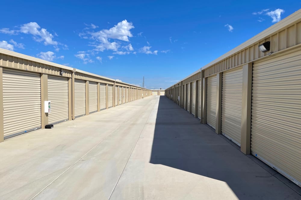 Wide driveways at Turlock Self Storage in Turlock, California