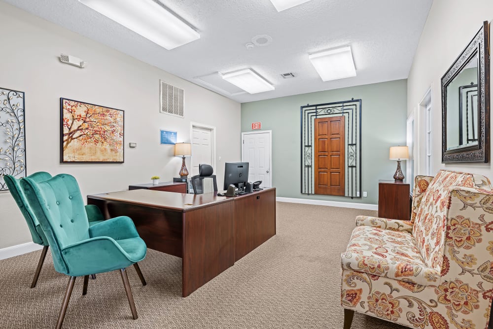 Inviting leasing office at Marquis at Silverton in Cary, North Carolina