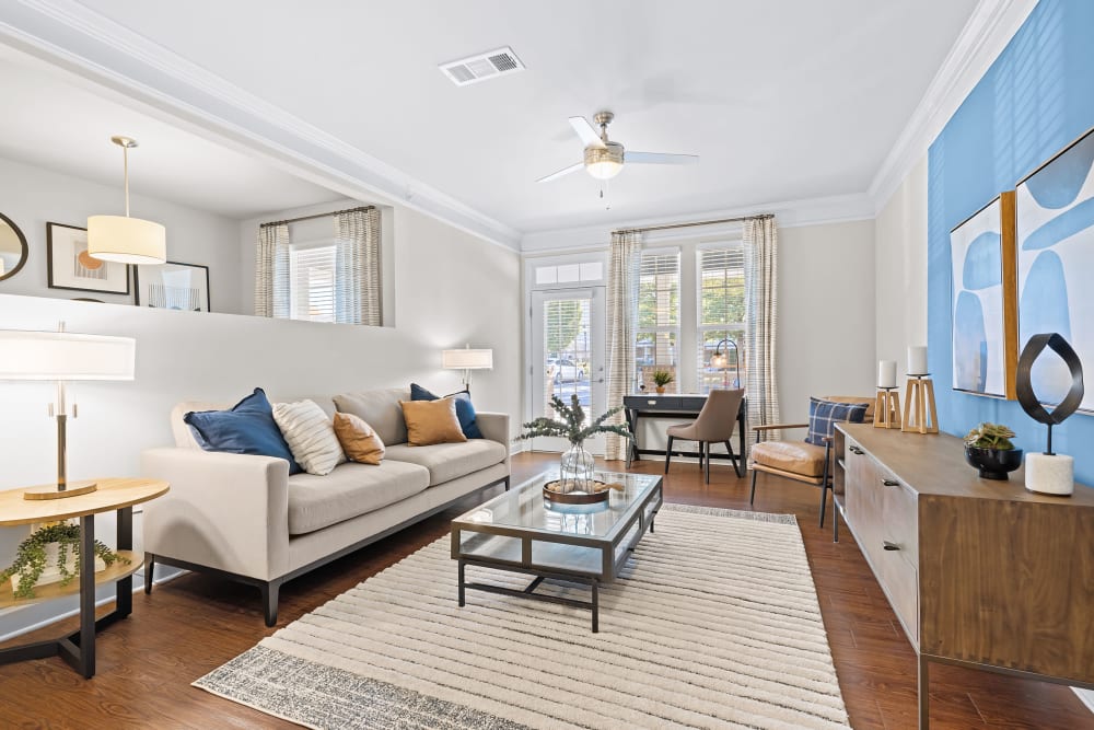Spacious living room at Marquis at Morrison Plantation in Mooresville, North Carolina