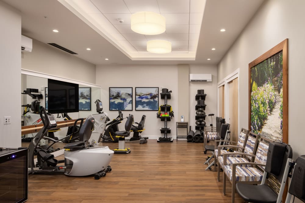 Spacious gym at Holden of Bellevue in Bellevue, Washington