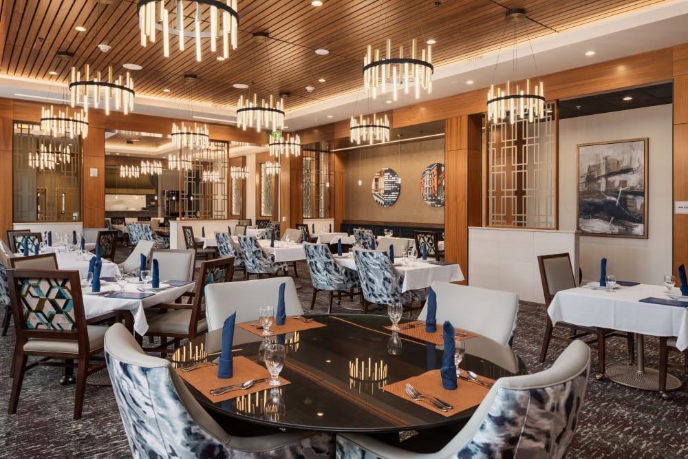 Elegant dining room at Holden of Bellevue in Bellevue, Washington