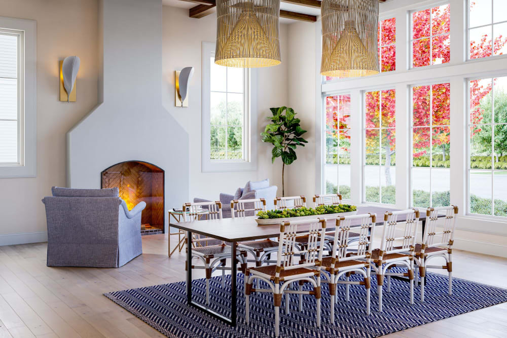 Clubhouse lounge with fireplace at The Griffon Vero Beach in Vero Beach, Florida