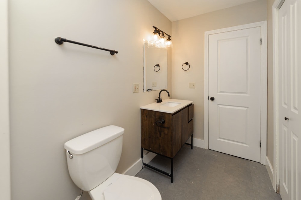Modern bathroom with sleek finishes at Retro Five Eleven in West Haven, Connecticut