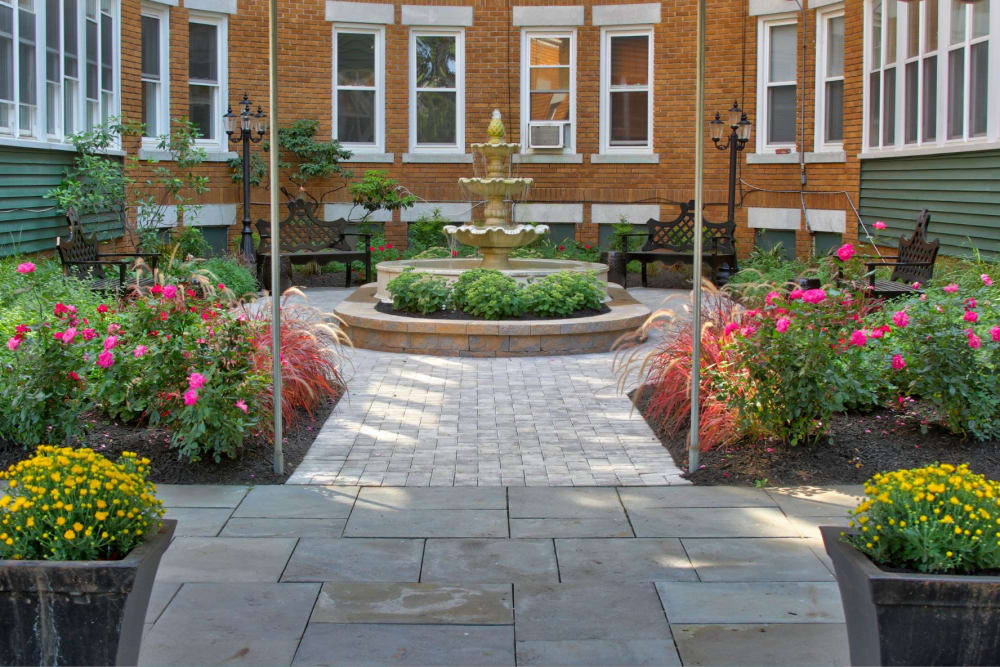 Beautiful courtyard at Packard West Hartford in West Hartford, Connecticut