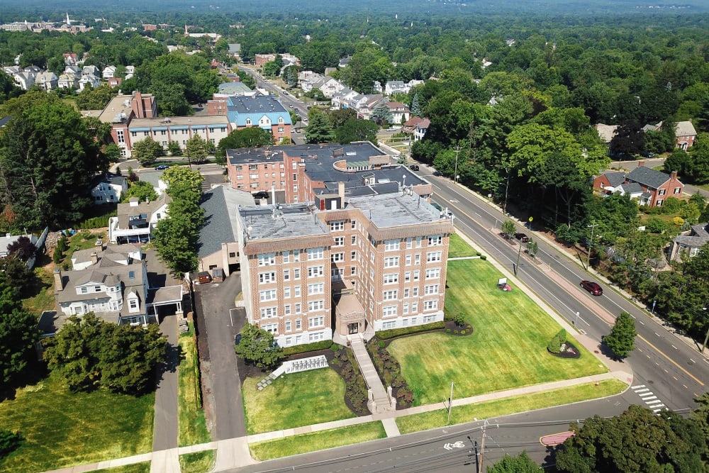 Aerial view of the quality location at Packard West Hartford in West Hartford, Connecticut