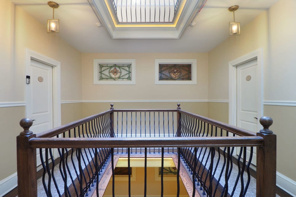 Community stairwell area at Packard West Hartford in West Hartford, Connecticut