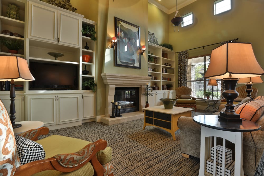 Comfortable seating in the community lounge at Cypress Creek at River Bend in Georgetown, Texas