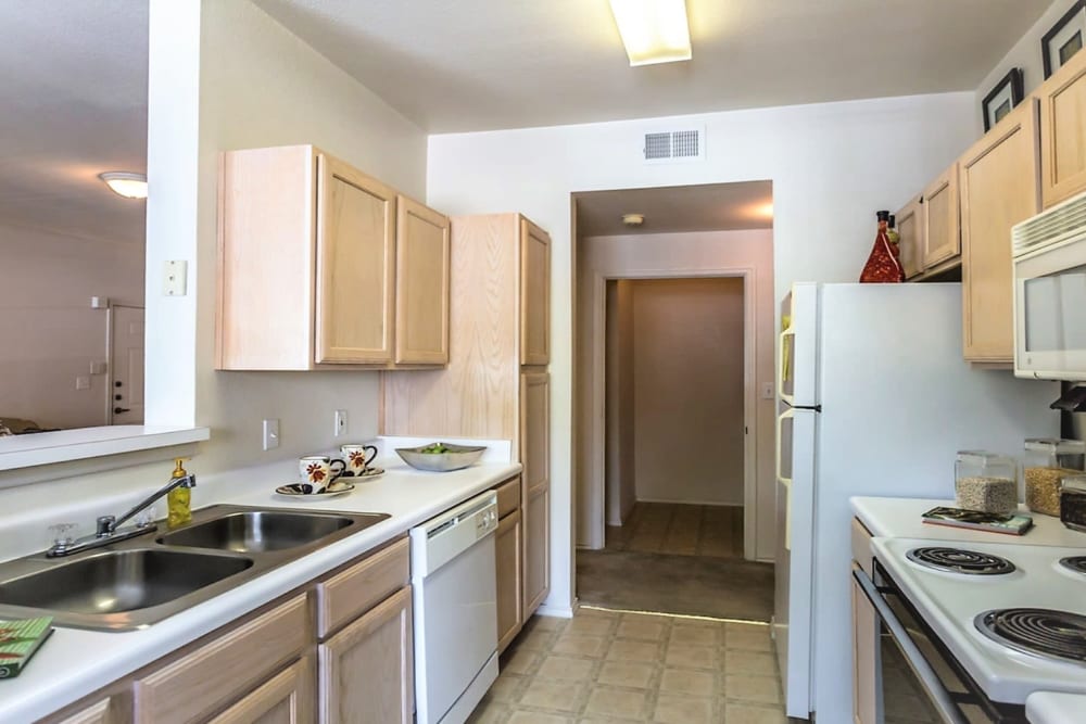 Updated kitchen at River Walk Apartment Homes in Shreveport, Louisiana