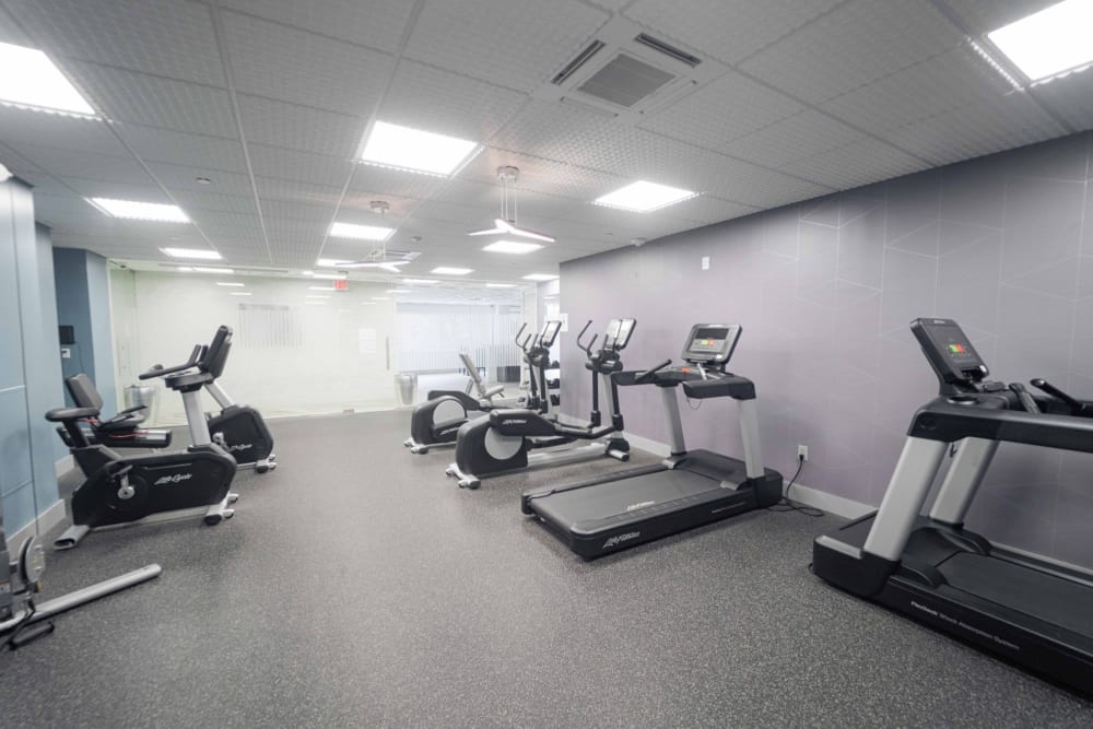 Large fitness center at Element 250 in Hartford, Connecticut