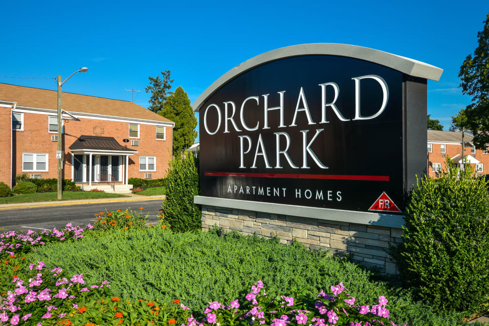 Location sign at Orchard Park in Edgewater Park, New Jersey