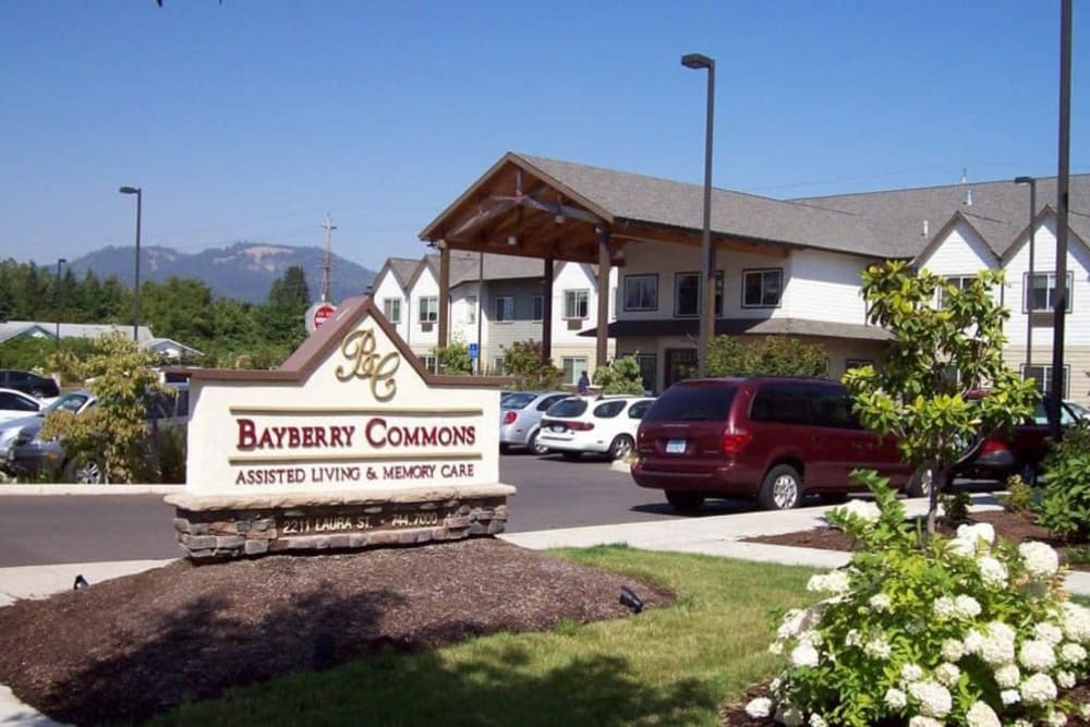 Exterior photo of main enterence at Bayberry Commons in Springfield, Oregon