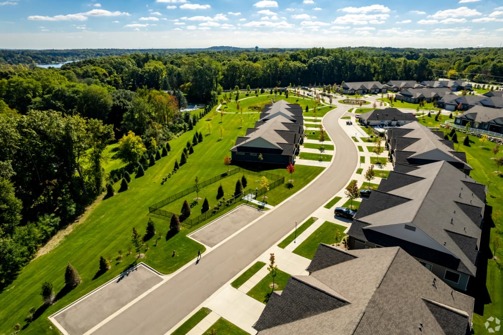 Row of homes at Encore at Deerhill in Clarkston, Michigan