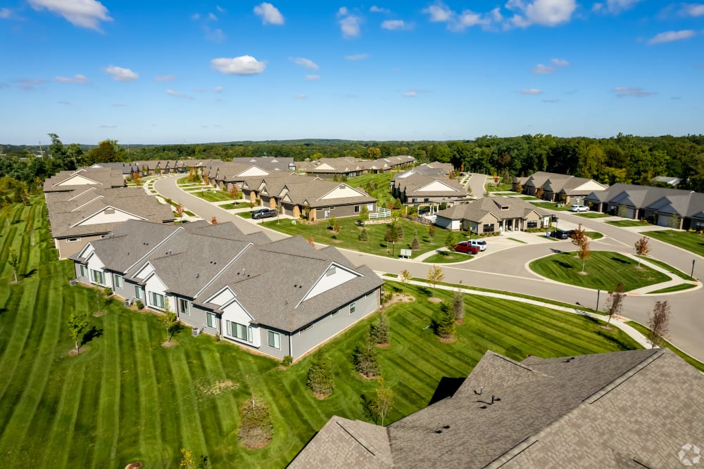 Aerial view of the community at Encore at Deerhill in Clarkston, Michigan