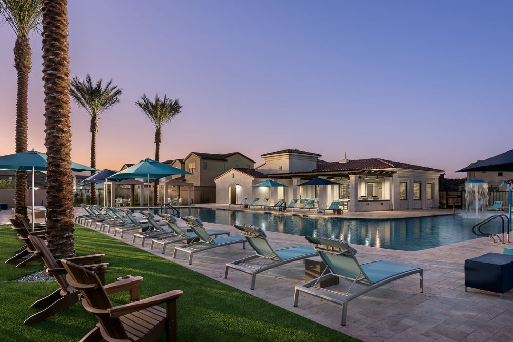 Outdoor swimming pool at Las Casas at Windrose in Litchfield Park, Arizona