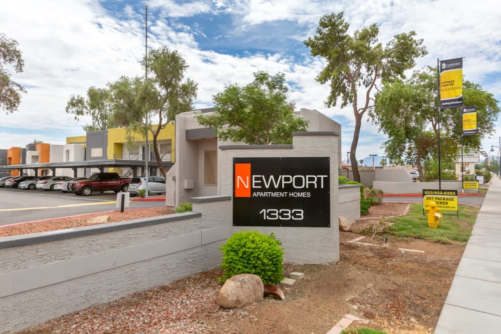 Branding on the main sign in front of Newport in Avondale, Arizona
