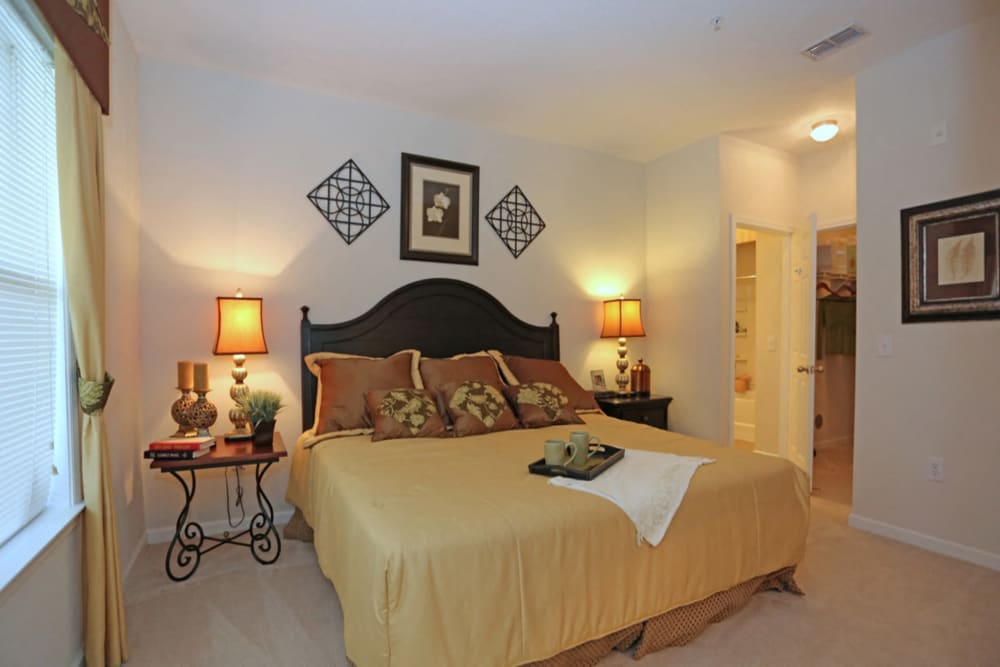 Model bedroom at The Columns at Cypress Point in Wesley Chapel, Florida