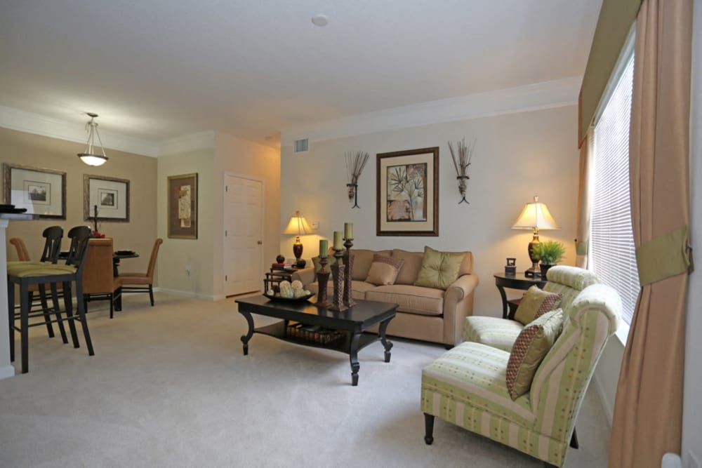 Spacious living room at The Columns at Cypress Point in Wesley Chapel, Florida