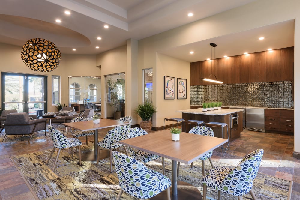 Contemporary decor in resident clubhouse at Shadow Hills at Lone Mountain in Las Vegas, Nevada