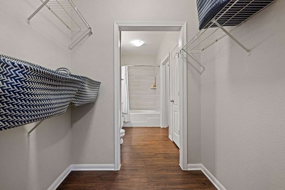 Large walk-in closet atMarquis Parkside in Austin, Texas