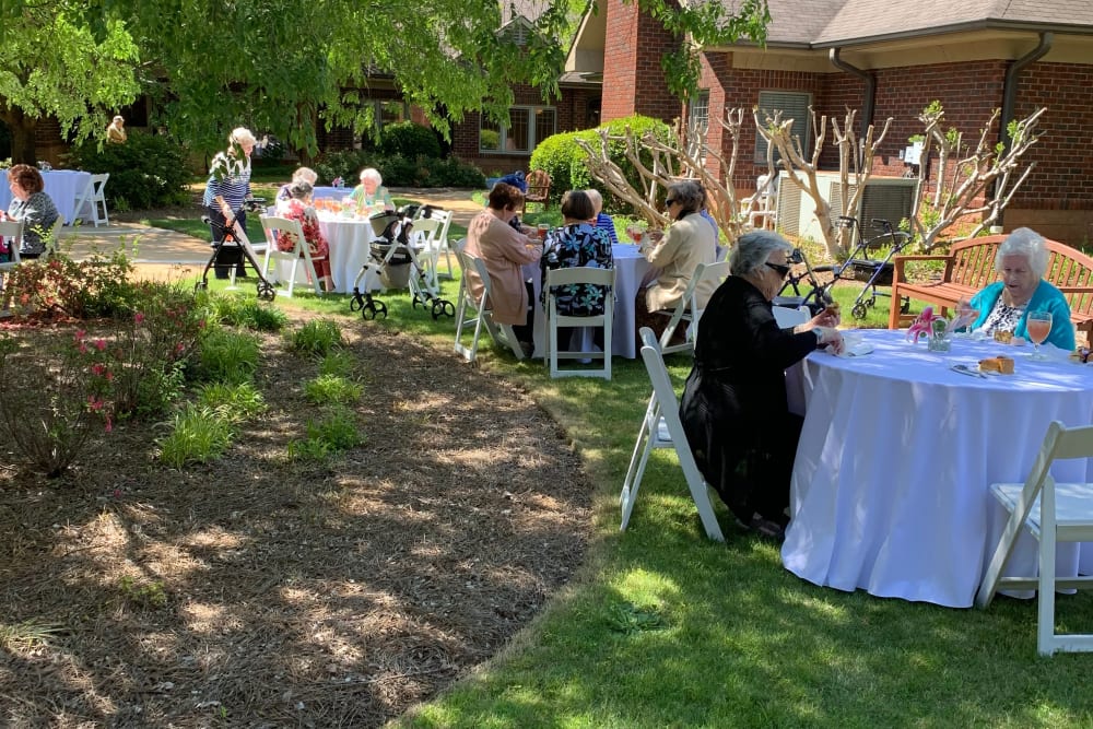 Event in the courtyard at The Foothills Retirement Community in Easley, South Carolina