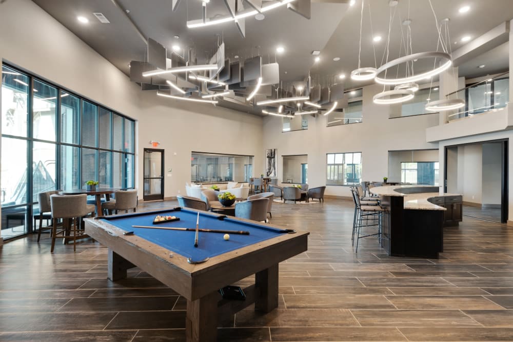 Clubhouse featuring a pool table at Discovery Park in Denton, Texas