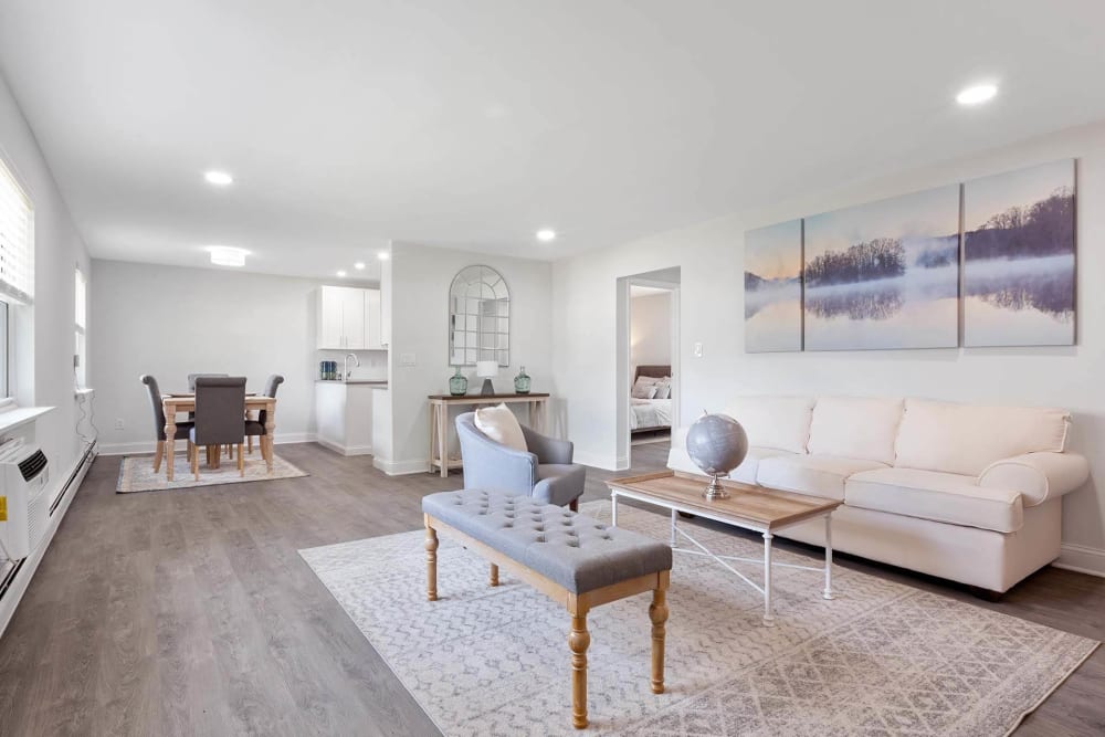Model living room at Chatham on Main, Chatham, New Jersey