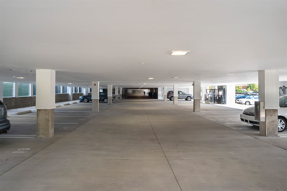 Parking garage at Cosmopolitan Apartments in Pittsburgh, Pennsylvania