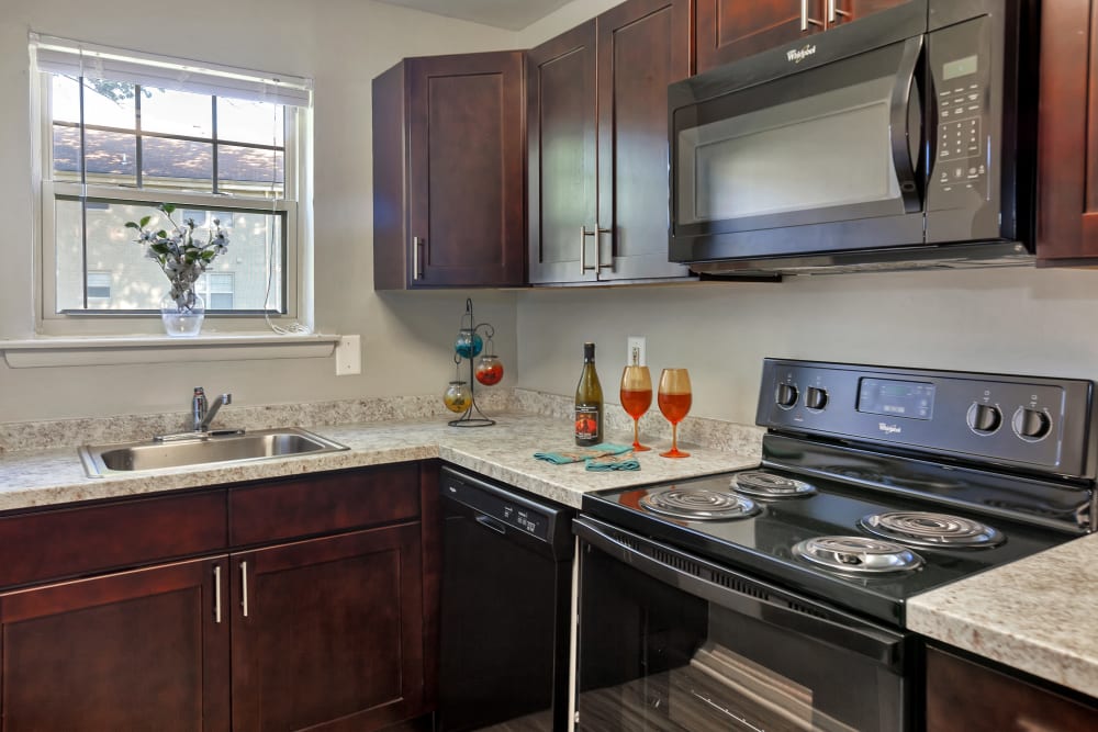 Model kitchen with cabinets at Hunters Crossing, Newark, Delaware