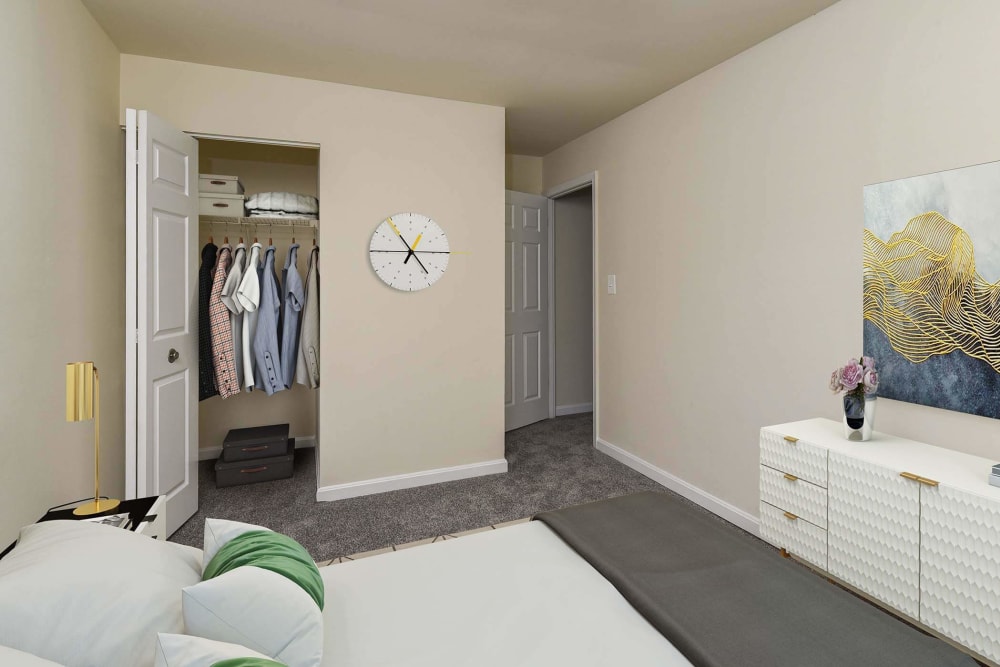 model bedroom at Mariner's Pointe in Joppatowne, Maryland