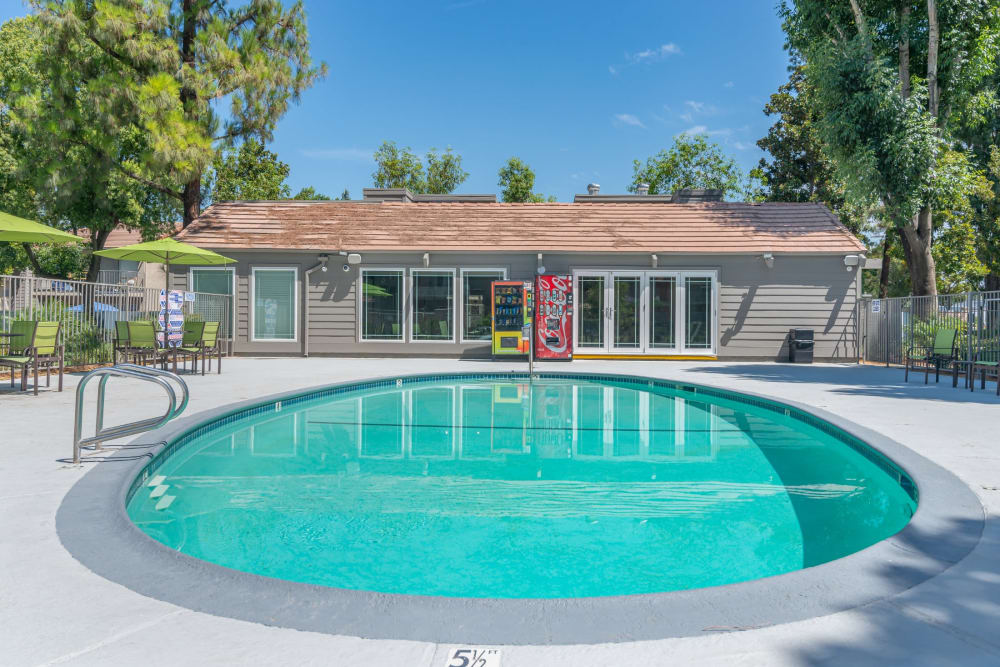 Large inground pool at Sierra Vista Apartments in Redlands, California