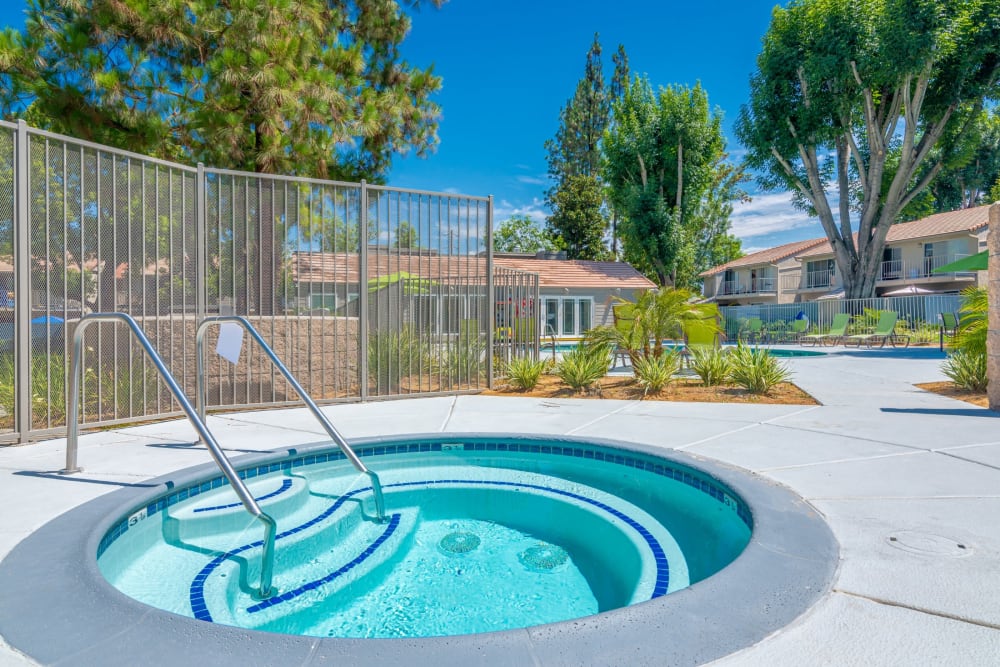 In-ground hot tub at Sierra Vista Apartments in Redlands, California