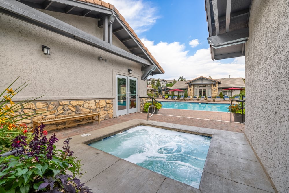 Year-round outdoor spa at Montrachet Apartment Homes in Lakewood, Colorado