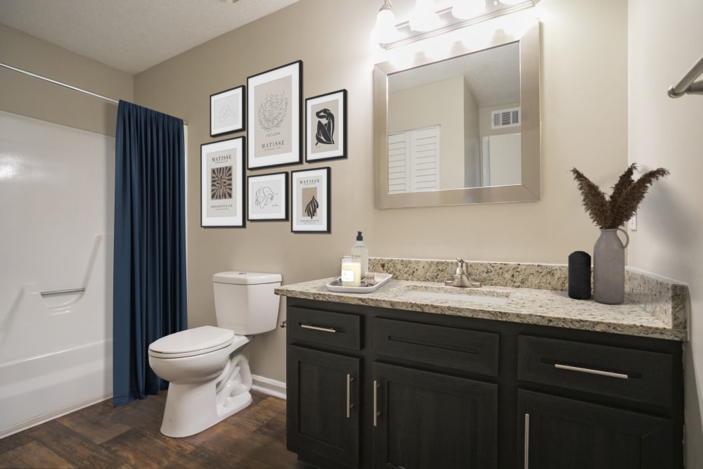 Full bathroom with a bathtub and shower combo at Magnolia Place Apartments in Franklin, Tennessee