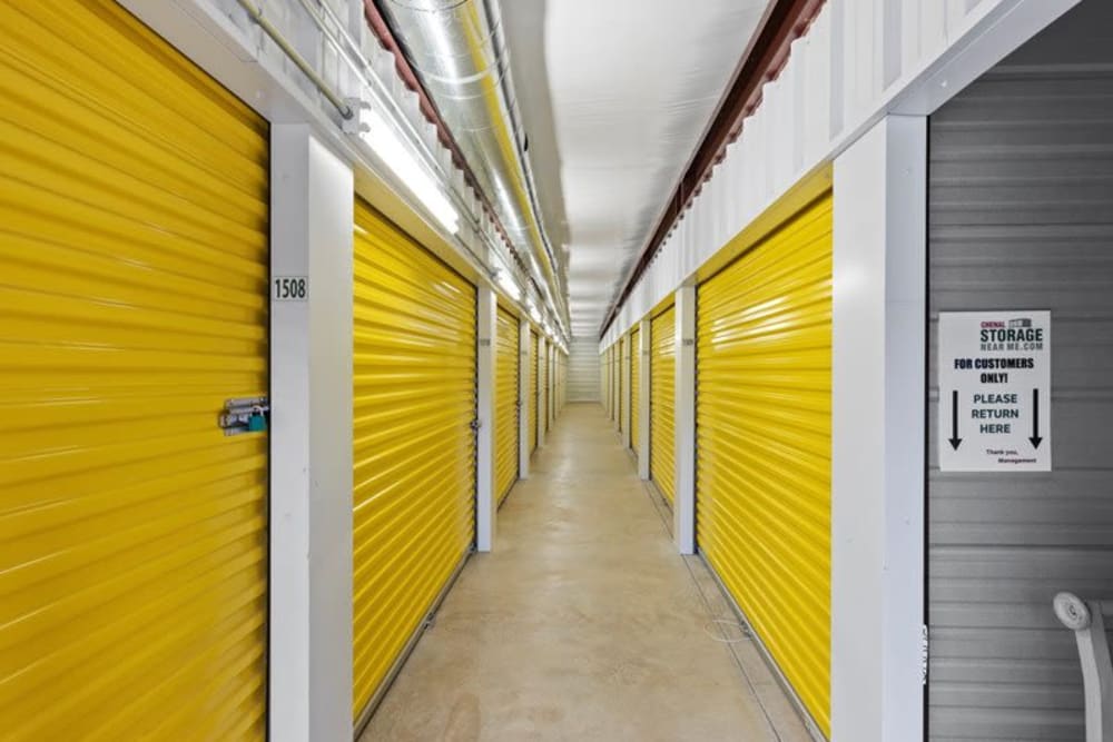 indoor yellow door units at Chenal Storage Center in Little Rock, Arkansas