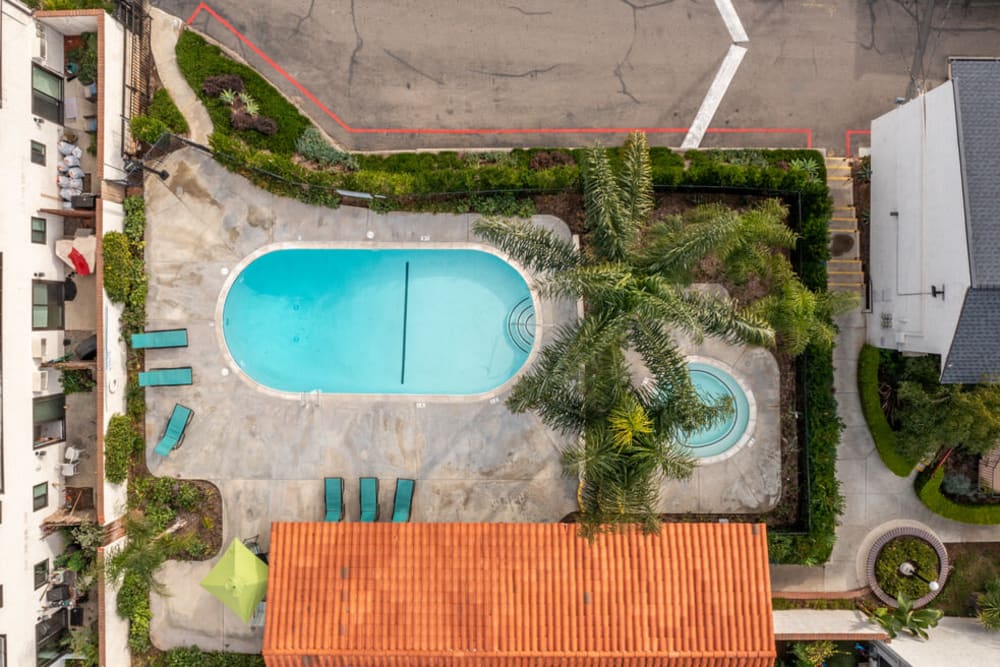 Pool and jacuzzi at North Pointe Villas in La Habra, California
