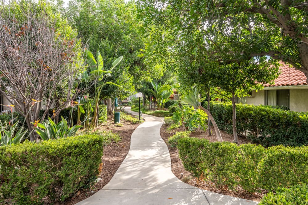 Nature walkway at North Pointe Villas in La Habra, California