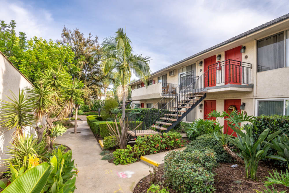 Apartments outside at North Pointe Villas in La Habra, California