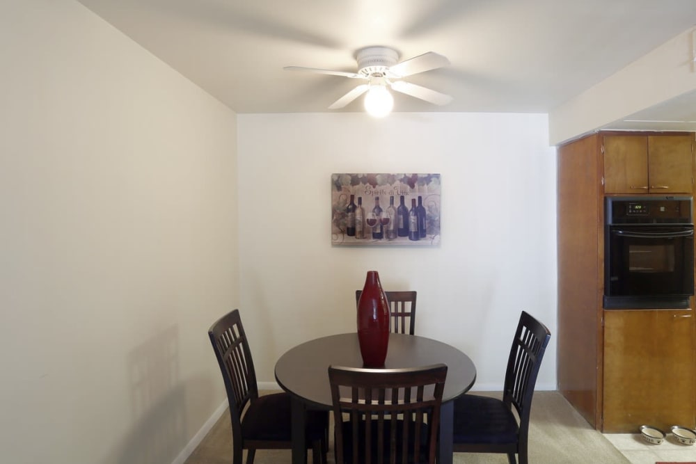 Dining room in apartment at Brookwood Apartments, Indianapolis, Indiana