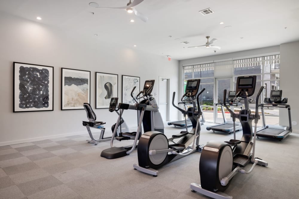 Fitness center with cardio equipment at 44 South in Austin, Texas