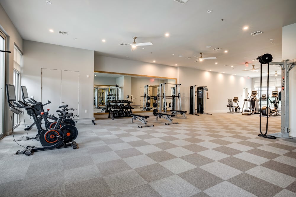 View of the fitness center at 44 South in Austin, Texas