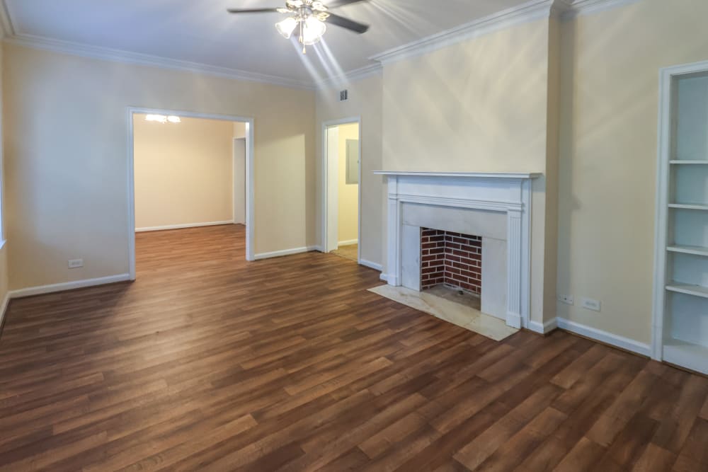 Living Room with Chimney at HillCrest Apartments in Columbus, Georgia