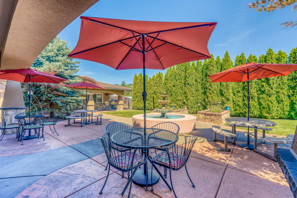 Patio at our Senior Living Community in Pinehurst, Idaho